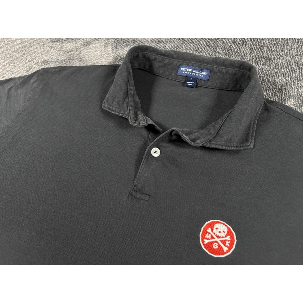Peter Millar Crown Crafted Men's Size Large MGK Skull‎ And Crossbone Polo